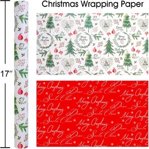Christmas <b>Wrapping</b> <b>Paper</b> Reversible Green Tree Red Berries 17 In X 32.8 Ft Gift Craft Packaging <b>Paper</b> - Product Image 3