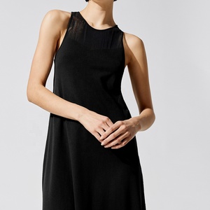 <span class=keywords><strong>De</strong></span> <span class=keywords><strong>las</strong></span> mujeres sin mangas Casual profundo O cuello verano <span class=keywords><strong>playa</strong></span> Maxi negro tejer vestido - Product Image 5