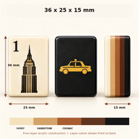 Jeu de Mahjong américain vintage de New York en acrylique, thème voyage, coffret noir ivoire chaud