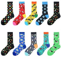 Herfst Winter Dieren Fruit Groenten Tube Grappige Kleurrijke Patten Mannen Vrouwen Leuk Merk Katoen Mode Unisex Sokken