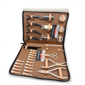 Kit de formation aux extensions capillaires AL-FARDAN Instruments, couleur beige nude, outils pour trames, pinces crocodiles, fils, perles, pinces, pinces métalliques - Product Image 5