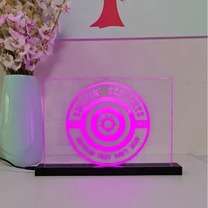 Mesa De Design Personalizado Acrílico Levou Publicidade Titular Do Sinal Neon Logotipo Display Counter Placa De Sinal De Boas Vindas Levou Bases De Luz