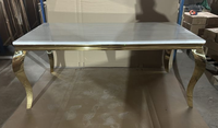 Table à manger moderne et extensible en céramique, table de salle à manger de luxe en pierre frittée avec pieds en métal pour la maison