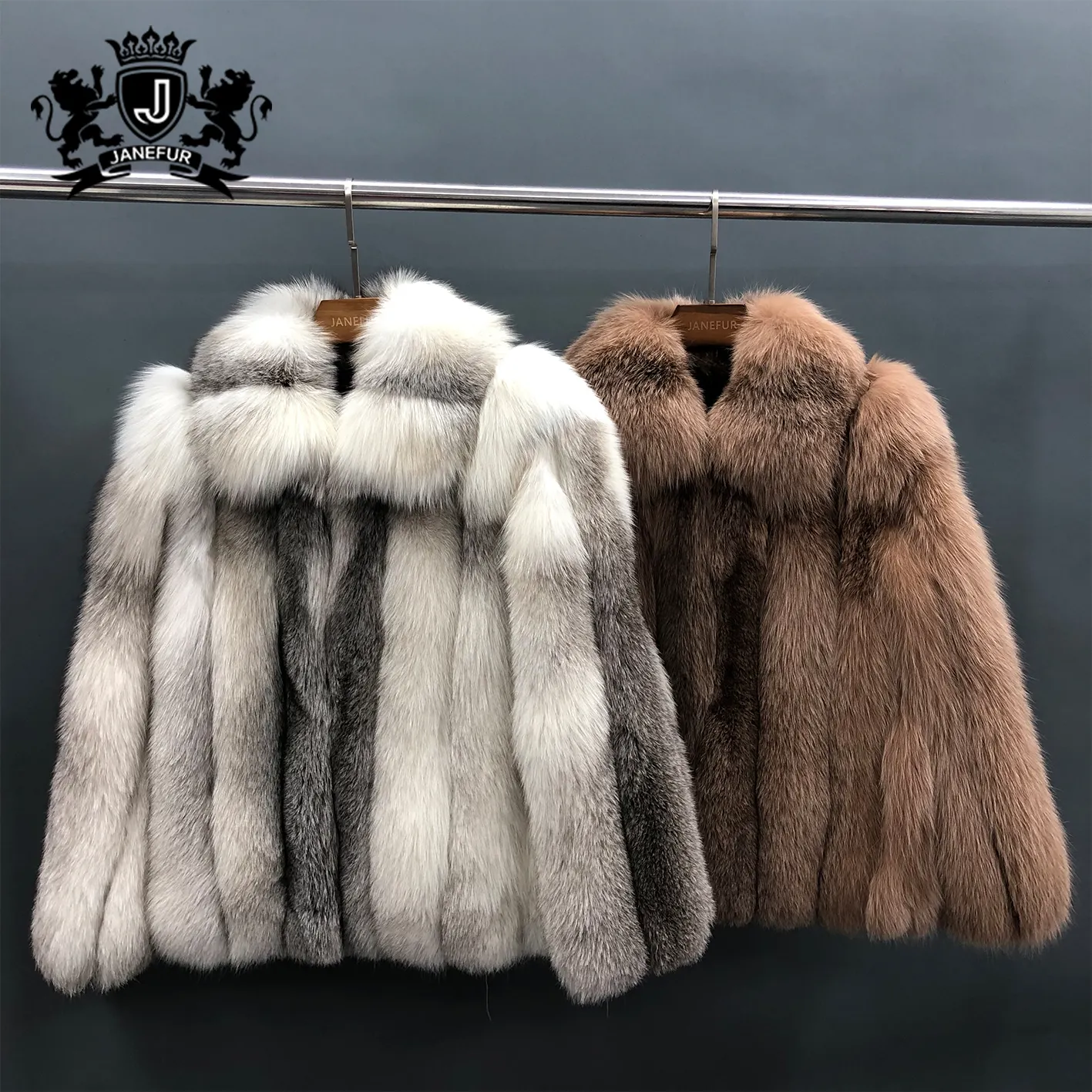 Janefur Man Fox Coat Top Selling Heavy Real Cross Fox Mens Fur Coats Long Men Black Winter Outfit Clothing