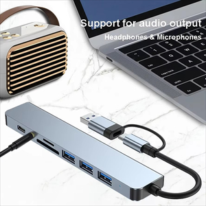 8 en 2 USB 3.0 HUB USB C HUB Station d'accueil Transmission haute vitesse répartiteur adaptateur OTG pour <span class=keywords><strong>PC</strong></span> portable <span class=keywords><strong>Macbook</strong></span> - Product Image 2