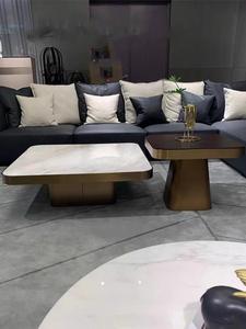 Set Meja Kopi 2 Potong Meja Tengah Bingkai Baja Tahan Karat, Desain Baru Emas/Kaca untuk Pusat Ruang Tamu Furnitur Logam Emas - Product Image 4