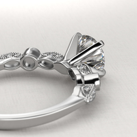 Bague de fiançailles en or massif 10K 14K 18K avec diamant de laboratoire cultivé rond de 2 carats, serti pavé à trois pierres, certifié IGI CVD/HPHT, personnalisable