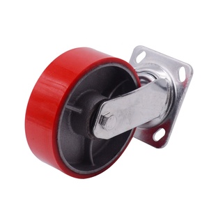 <span class=keywords><strong>Roues</strong></span> pivotantes en polyuréthane de 125 mm, <span class=keywords><strong>roues</strong></span> en fonte de 5 pouces, <span class=keywords><strong>roues</strong></span> pivotantes industrielles robustes en PU rouge, type fixe - Product Image 3