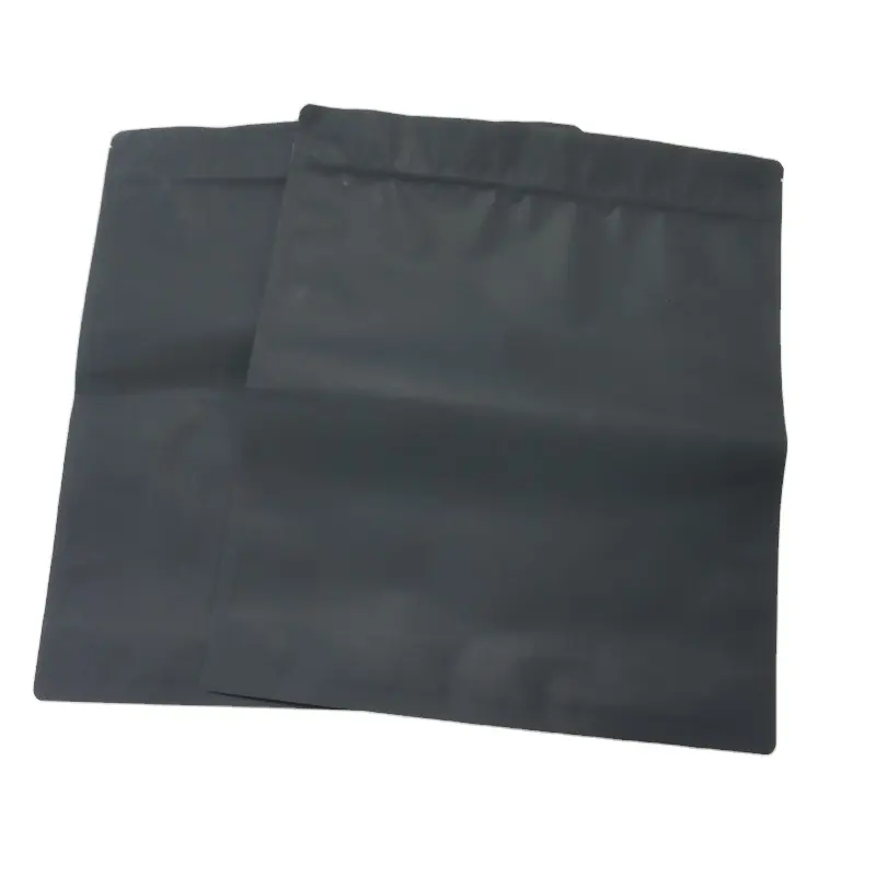 Negro a prueba de niños grado alimenticio pesado media 1 libra grande mate negro embalaje de plástico resistente a los niños cierre cremallera bolsas de plástico