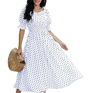 TongRui 2023 abito estivo all'ingrosso abito longuette bianco manica <span class=keywords><strong>principessa</strong></span> elastico in vita vestito da <span class=keywords><strong>donna</strong></span> sciolto - Product Image 2