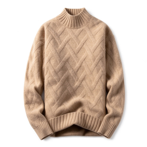 Pull en maille jacquard diamanté personnalisé pour homme, col montant, mélange de laine, fabrication OEM, petites séries, tricots personnalisés pour homme - Product Image 1