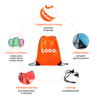 Sac à dos de sport en polyester avec cordon de serrage, sac de gym imperméable, logo personnalisé, sacs à dos promotionnels pour la remise en forme
