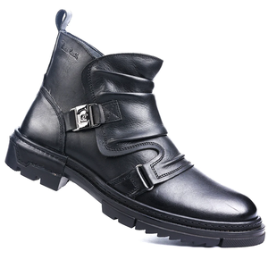 Bottes en cuir noires pour hommes, style motard, qualité supérieure, durables, décontractées, pour l'extérieur, chaussures inspirées de la moto - Product Image 5