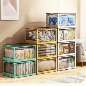 Folding Collapsible Storage Box Plastic Foldable Bins Stackable Container Basket Tool Trunk Organizer Clear Camping