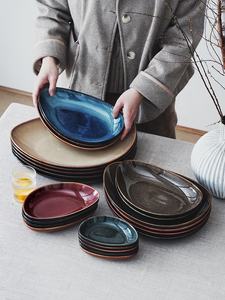 Assiette à dîner en céramique irrégulière en forme de galet pâtes Dessert salade Steak plateau de service bol à sauce assiettes latérales <span class=keywords><strong>Restaurant</strong></span> vaisselle - Product Image 4