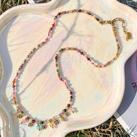 Fanke Nouvelle Collection Printemps-Été, Collier Multicolore Style Vacances, Design Chaîne à Maillons Clambone Fleur, Accessoires de Fête pour Fille Dopamine