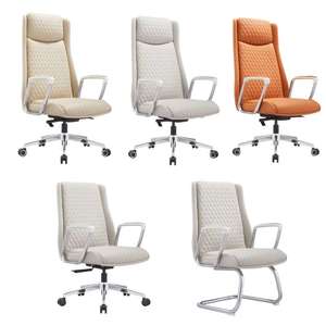 Chaise <span class=keywords><strong>de</strong></span> <span class=keywords><strong>bureau</strong></span> pivotante en cuir <span class=keywords><strong>de</strong></span> direction ergonomique moderne à dossier haut avec hauteur réglable - Product Image 2