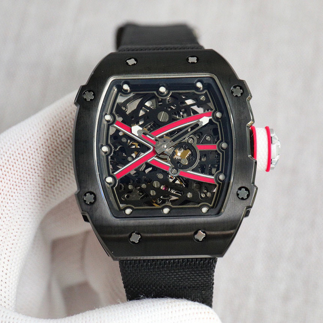 Latest High-quality Ceramic Shell 6702 Hollow Dial Contrasting Color Strap Waterproof Elegant Business Men's Mechanical Watch