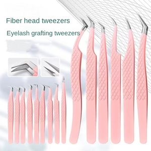 Pinzas rizadoras de pestañas de fibra de alta precisión, color rosa, para injerto floral, cómodas y reticuladas, de fácil aplicación, para suministro transfronterizo. - Product Image 5