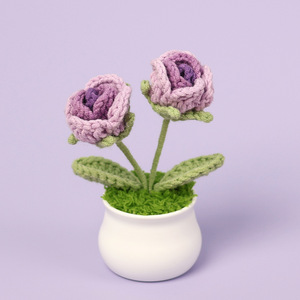 Fleurs artificielles en tricot fait main, fleurs simulées colorées Mudan, décoration de la maison, fleurs éternelles pour femmes - Product Image 3