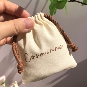 High Quality Small Cotton Canvas Dust Bag for Jewelry Earring Packaging Jewelry Drawstring Pouch With Printing Logo - Product Image 6