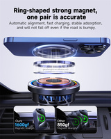 Chargeur de voiture sans fil 15W KC, support magnétique pour voiture, chargeur LED RGB avec refroidissement par glace pour iPhone, support de téléphone pour voiture sans fil