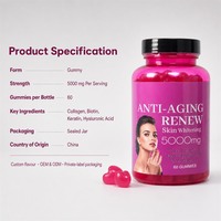 Gummies multi-collagène à marque privée avec biotine, kératine, acide hyaluronique, vitamines C, D, B12 pour cheveux, peau, ongles, anti-âge, beauté, adulte