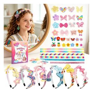 Crea tus propias diademas: Accesorios de moda para niños, alas de mariposa, gemas de cristal, cinta, regalo creativo, paquete de juguetes para fiestas. - Product Image 1