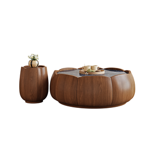 Meja kopi papan kepadatan tinggi, bagian penyimpanan kayu Solid berbentuk rumah, desainer ruang tamu, Set kombinasi tepi kelopak - Product Image 6