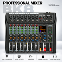 Console de mixage audio BK Series 6/8/12 canaux avec interface Bluetooth USB PC, égaliseur 3 bandes, alimentation fantôme 48V pour sonorisation de scène en direct