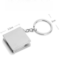 Porte-clés en métal carré avec ruban à mesurer et logo personnalisé pour les cadeaux promotionnels de la construction et l'usage quotidien