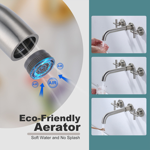 Grifo de Lavabo Moderno de Latón para Baño, Mezclador Integrado para Lavabo, Grifo de Pared para Lavabo, Grifo de Doble Manija de 8 Pulgadas para Dormitorio - Product Image 5