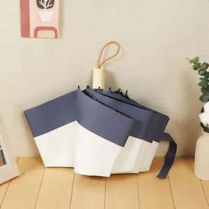 Parapluie pliable double usage pour femme, protection UV, avec revêtement noir, style Ins, pour le soleil et la pluie, idéal pour les voyages - Product Image 6