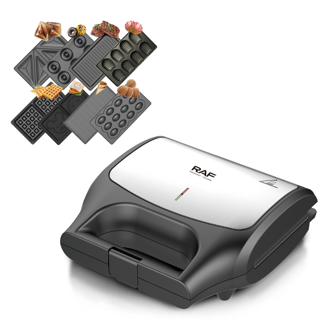 RAF Multifunction Detachable Electric 8 in 1 Cookies Panini Donut Nut Sandwich Waffle Egg Roll Madeleine Breakfast Maker