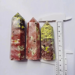 Punta de Cristal de Torre de Simbiosis de <span class=keywords><strong>Aventurina</strong></span> Roja Serpentina Natural, Gema Pulida, Modelo para Decoración, Mascota, <span class=keywords><strong>Propiedades</strong></span> Curativas - Product Image 5