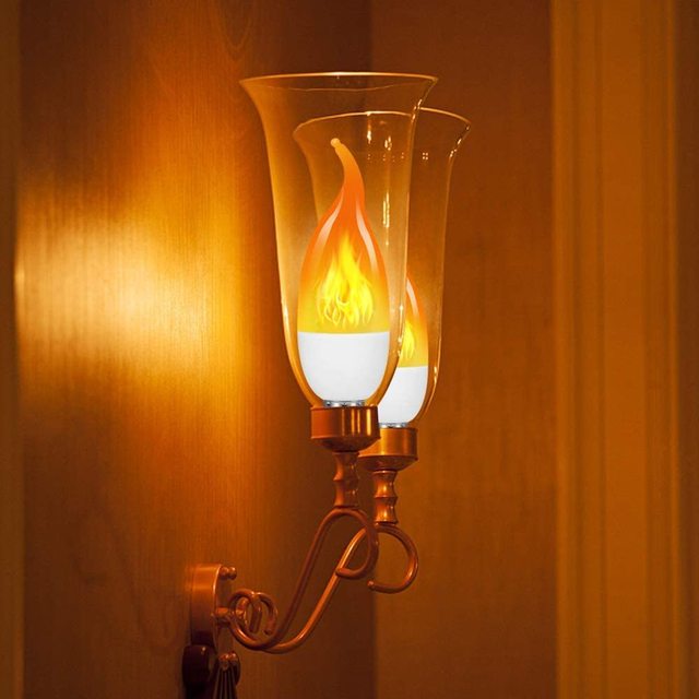 E14 E27 Candle Fire Bulb Pull Tail Flickering Flame Dynamic Atmosphere Decorative Bulb LED Flame Bulb LED Lamp