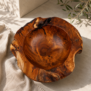 Tazón de Madera Maciza de Raíz de Teca Blora, Hecho a Mano, Ecológico, Duradero, Ligero, Diseño Wabi-Sabi, para Servir Alimentos, Decoración del Hogar, Vajilla - Product Image 4