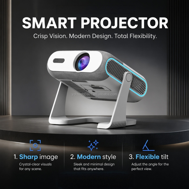 YDH-HA116 2026 Hot Seller H723 Android 14 Auto Focus Support 4K Portable Wireless Screen Mirroring Home Business Mini Projector