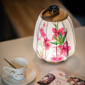 Nouvel arrivage de lampe de table lanterne peinte à la main avec touche rétro veilleuse en bois lin lampes de table chinoises sans fil - Product Image 6