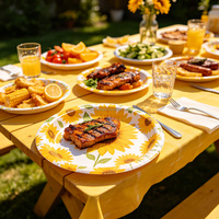 Assiettes en papier jaunes en vrac, vaisselle jetable pour les fêtes d'été, les pique-niques et les événements