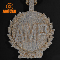 Pendentif Hip Hop Moissanite Personnalisé Plaqué Or Iced Out, Collier avec Lettre Nom Personnalisée et Chaîne