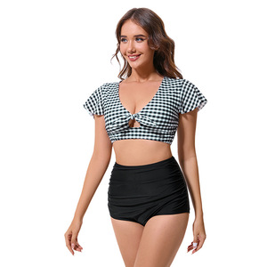 DGLT-19054 femmes mode deux pièces <span class=keywords><strong>maillot</strong></span> <span class=keywords><strong>de</strong></span> <span class=keywords><strong>bain</strong></span> dames mode manches courtes et <span class=keywords><strong>taille</strong></span> <span class=keywords><strong>haute</strong></span> <span class=keywords><strong>maillot</strong></span> <span class=keywords><strong>de</strong></span> <span class=keywords><strong>bain</strong></span> grande <span class=keywords><strong>taille</strong></span> maillots <span class=keywords><strong>de</strong></span> <span class=keywords><strong>bain</strong></span> - Product Image 3