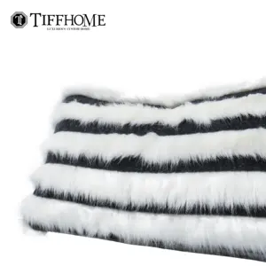 Tiff Home Best Selling 30*60cm Eco-Friendly Black And White Plush Spliced Cushion Cover For Home Decor