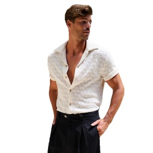 Polo à manches courtes en tricot pour homme, col cubain, respirant, léger, tendance, vêtements pour jeunes, tailles S M L XL XXL - Product Image 5