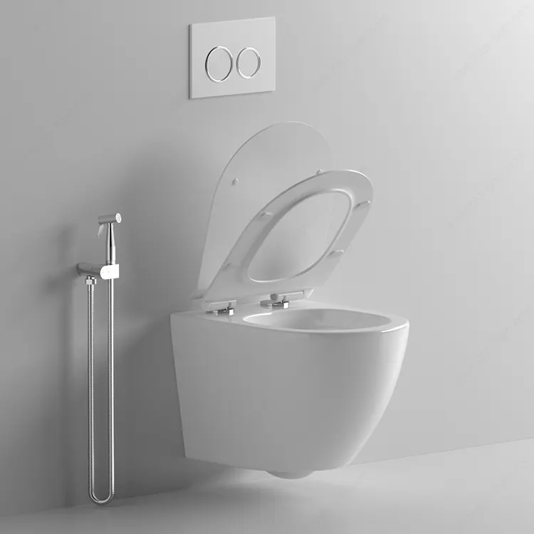 Bto Groothandel Sanitair Randloze Wallhung Toiletwaterkast Wit P-Trap Toilet Keramische Badkamer Muur Opgehangen Wc Voor Hotel
