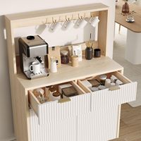 Kabinet Bar kopi Modern bergalur bufet, 2 laci dapat disetel, meja konsol kayu untuk ruang makan dapur ruang tamu