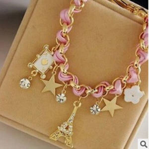 Fantasía <span class=keywords><strong>Poker</strong></span> flor encanto pulseras joyería Torre Eiffel mujeres niñas estrella joyería encanto Corea colorido pulsera regalos - Product Image 5