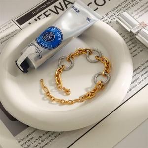 Bracelet torsadé vintage bicolore à maillons ovales entrelacés pour femme – Grande vente - Product Image 6