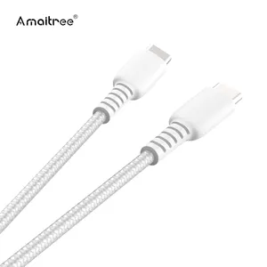 Amaitree kabel pengisi daya USB Tipe C ke USB, kabel pengisi daya tahan lama, pengisian cepat PD kepang nilon 60W Premium 1M 3A untuk iPad, ponsel, Tablet