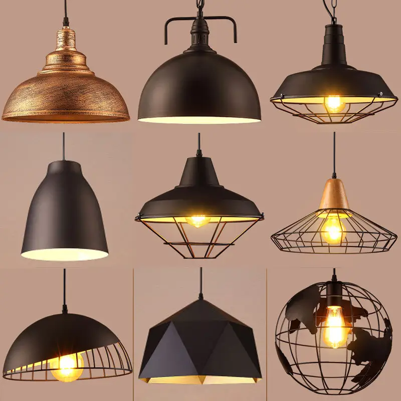 Vintage Black Lampshade Dining Room Hanging Light Industrial Chandelier Pendant lamp